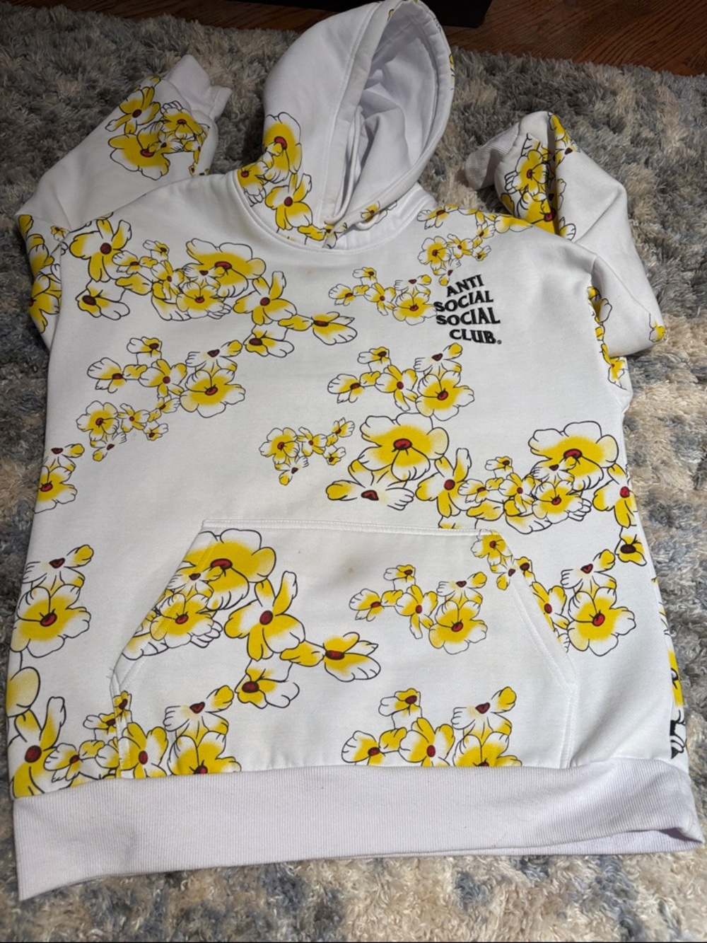 Anti Social Social Club White Hoodie with Yellow Floral Print